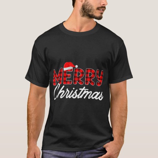 Frohe Weihnachts Buffalo Kariert Red Weihnachtsman T-Shirt (Vorderseite)