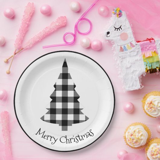 Frohe Weihnachts Buffalo Kariert Rustikale Weihnac Pappteller (Party)