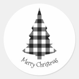 Frohe Weihnachts Buffalo Kariert Rustikale Weihnac Runder Aufkleber