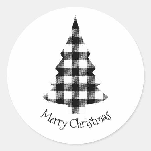 Frohe Weihnachts Buffalo Kariert Rustikale Weihnac Runder Aufkleber (Vorderseite)