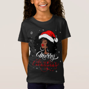 Frohe Weihnachts Buffalo Kariert Santa Afro Amerik T-Shirt