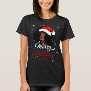 Frohe Weihnachts Buffalo Kariert Santa Afro Amerik T-Shirt