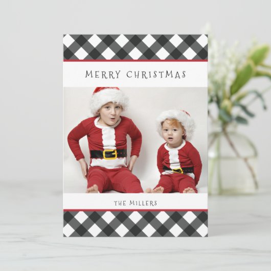 Frohe Weihnachts Buffalo Karierte Karte für Feiert (Stehend Vorderseite)