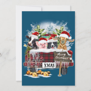 Frohe Weihnachts Buffalo Karierte Kühe Pig Collie  Einladung