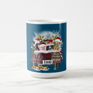 Frohe Weihnachts Buffalo Karierte Kühe Pig Collie  Kaffeetasse