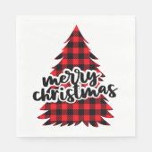 Frohe Weihnachts Buffalo Karierte Weihnachtsbaum Serviette (Vorderseite)