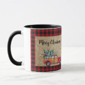 Frohe Weihnachts Buffalo Karierten Vintagen LKW Tr Tasse (Links)