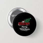Frohe Weihnachts Buffalo Karierten Weihnachtsbaum Button (Vorne & Hinten)