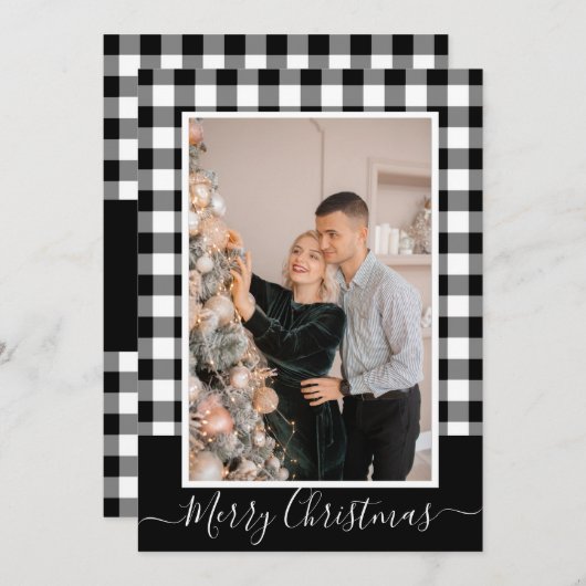 Frohe Weihnachts Buffalo Kariertes Foto Weihnachts (Vorne/Hinten)