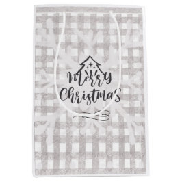 Frohe Weihnachts Buffalo Karo Geschenktasche Mittlere Geschenktüte