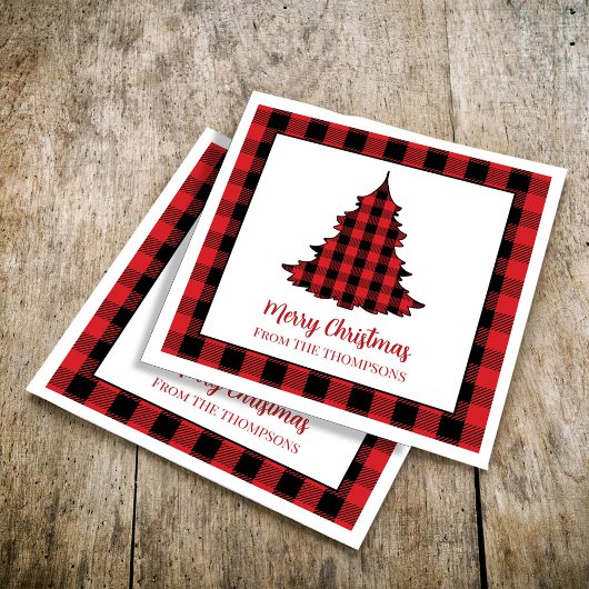 Frohe Weihnachts Buffalo Karo Muster Custom Serviette