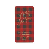 Frohe Weihnachts Buffalo Karo Rücksendeadresse Adressaufkleber (Vorne)