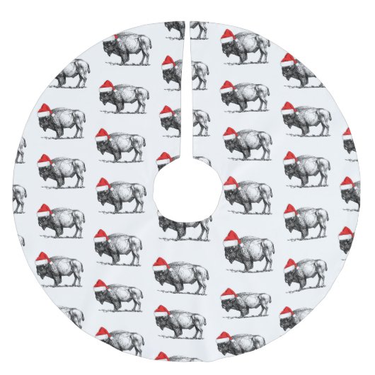 Frohe Weihnachts Buffalo Polyester Weihnachtsbaumdecke (Vorderseite)