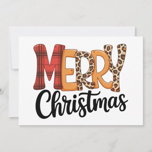 Frohe Weihnachts Buffalo Red Kariert Cheetah Leopa Feiertagskarte (Vorderseite)