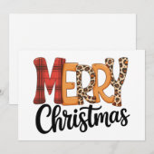 Frohe Weihnachts Buffalo Red Kariert Cheetah Leopa Feiertagskarte (Vorne/Hinten)