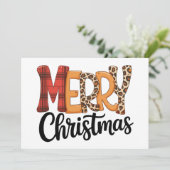 Frohe Weihnachts Buffalo Red Kariert Cheetah Leopa Feiertagskarte (Stehend Vorderseite)