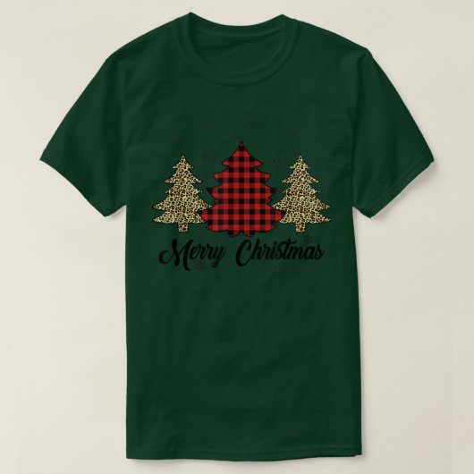 Frohe Weihnachts Buffalo Red Kariert Leopard Chris T-Shirt (Design vorne)