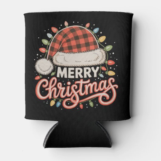 Frohe Weihnachts Buffalo Rote Karierte Weihnachtsm Dosenkühler (Vorderseite)