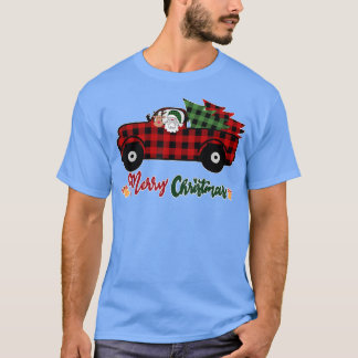 Frohe Weihnachts Buffalo Truck Santa Reindeer Red T-Shirt