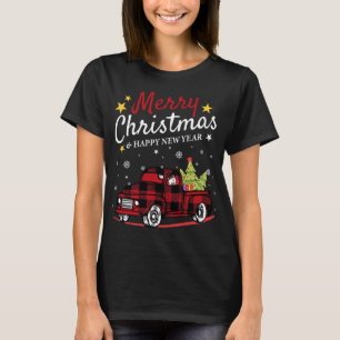 Frohe Weihnachts Buffalo Truck Snowman Tree Red Pl T-Shirt