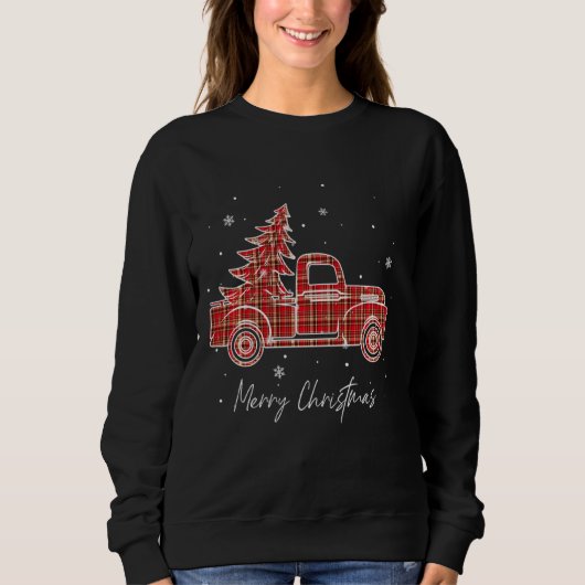 Frohe Weihnachts Buffalo Truck Tree Kariert für m Sweatshirt (Vorderseite)