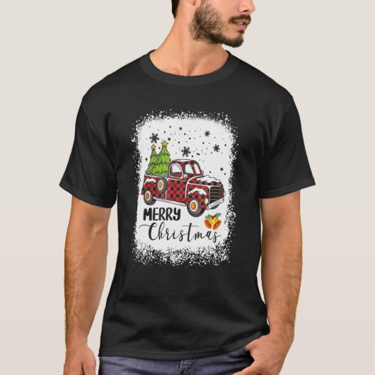 Frohe Weihnachts Buffalo Truck Tree Red Kariert Ch T-Shirt (Vorderseite)