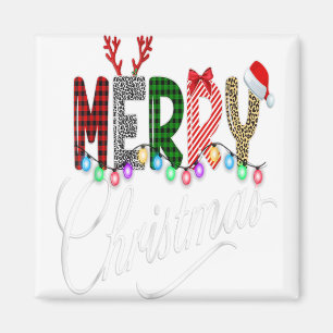 Frohe Weihnachts Buffalo Truck Tree Red Kariert Le Magnet