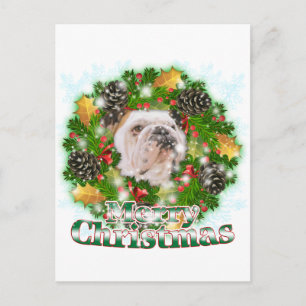 Frohe Weihnachts-Bulldog Feiertagspostkarte