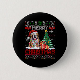 Frohe Weihnachts Bulldog Hunde Liebhaber Familie U Button