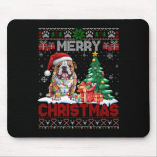 Frohe Weihnachts Bulldog Hunde Liebhaber Familie U Mousepad