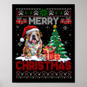 Frohe Weihnachts Bulldog Hunde Liebhaber Familie U Poster