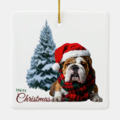 Frohe Weihnachts-Bulldog Keramikornament (Rückseite)