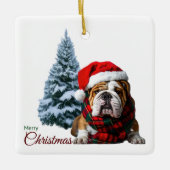 Frohe Weihnachts-Bulldog Keramikornament (Vorderseite)