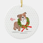 Frohe Weihnachts-Bulldog NAME Holly YEAR Hund Keramik Ornament (Vorne)