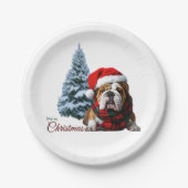 Frohe Weihnachts-Bulldog Pappteller (Vorderseite)