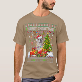 Frohe Weihnachts Bulldog Santa Xmas Tree Lights Ug T-Shirt