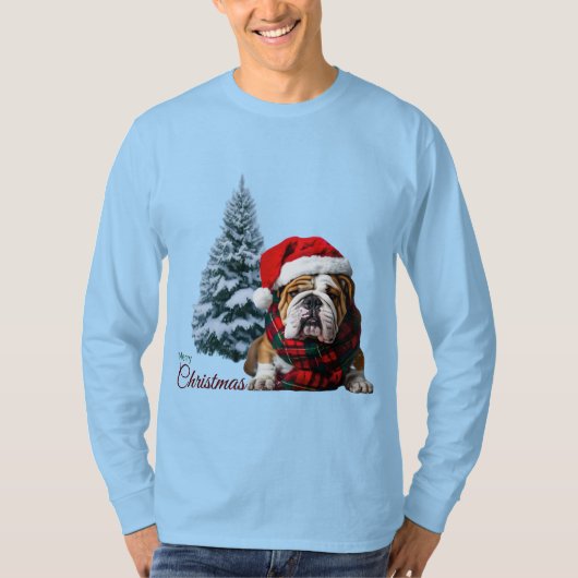 Frohe Weihnachts-Bulldog T-Shirt (Vorderseite)