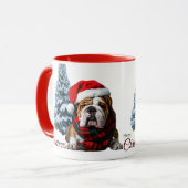 Frohe Weihnachts-Bulldog Tasse (Vorderseite Links)