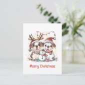 Frohe Weihnachts-Bulldogs Feiertagspostkarte (Stehend Vorderseite)