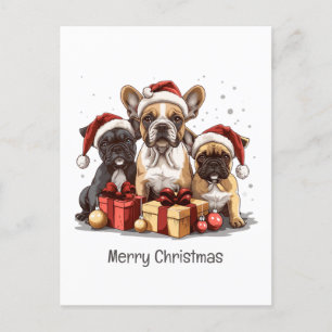 Frohe Weihnachts-Bulldogs-Weihnachtsmannmütze Feiertagspostkarte