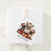 Frohe Weihnachts-Bulldogs-Weihnachtsmannmütze Geschenkanhänger (Beispiel)