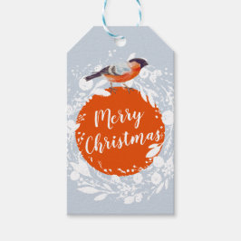 Frohe Weihnachts Bullfinch Bird Snowy Wreath Winte Geschenkanhänger