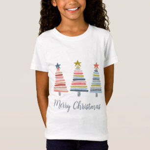 Frohe Weihnachts-bunt gestapelte Bäume T - Shirt