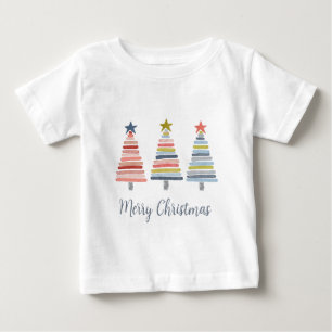 Frohe Weihnachts-bunt gestapelte Bäume T - Shirt