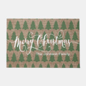 Frohe Weihnachts Burlap Tree Muster Fußmatte (Vorderseite)