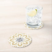 Frohe Weihnachts-Business-Logo Snowflake Gold Runder Pappuntersetzer (Vor Ort)