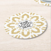 Frohe Weihnachts-Business-Logo Snowflake Gold Runder Pappuntersetzer (Angewinkelt)