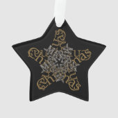 Frohe Weihnachts-Calligrafy Star auf Black Ornament (Rückseite)