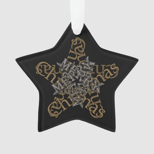 Frohe Weihnachts-Calligrafy Star auf Black Ornament (Vorderseite)