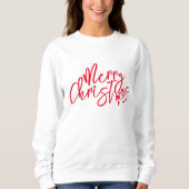 Frohe Weihnachts Calligraphic Party Red White Sweatshirt (Vorderseite)